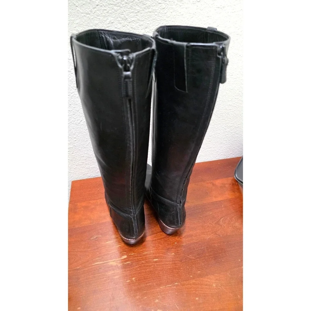 Cole Haan Women's Black Leather Knee-High Riding Boots‎ Size 8.5B